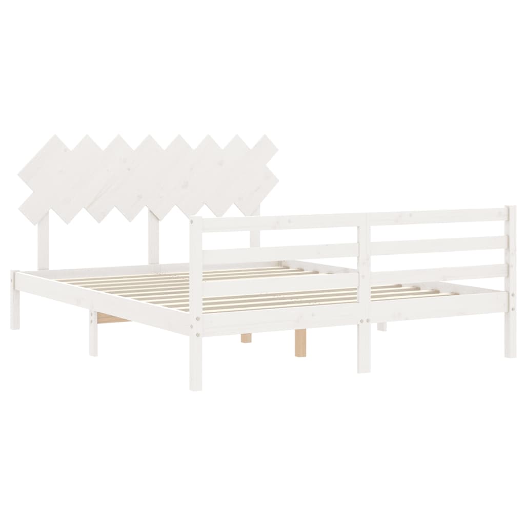 Bed Frame without Mattress White 160x200 cm Solid Wood