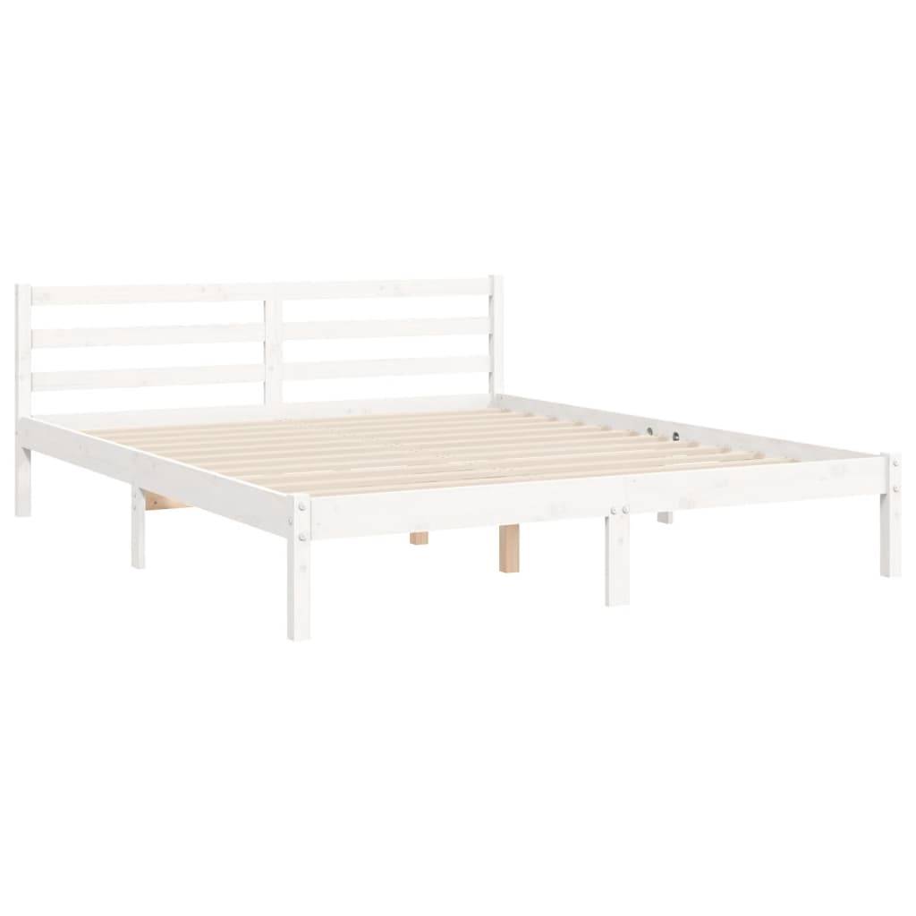 Bed Frame without Mattress White 160x200 cm Solid Wood
