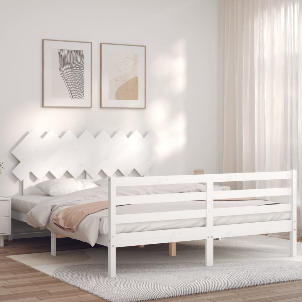 Bed Frame without Mattress White 160x200 cm Solid Wood