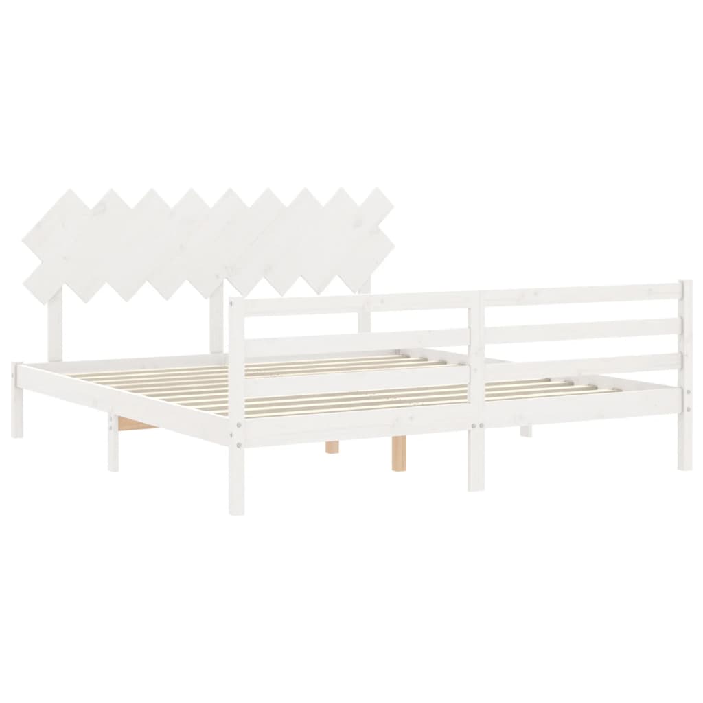Bed Frame without Mattress White Super King Size Solid Wood
