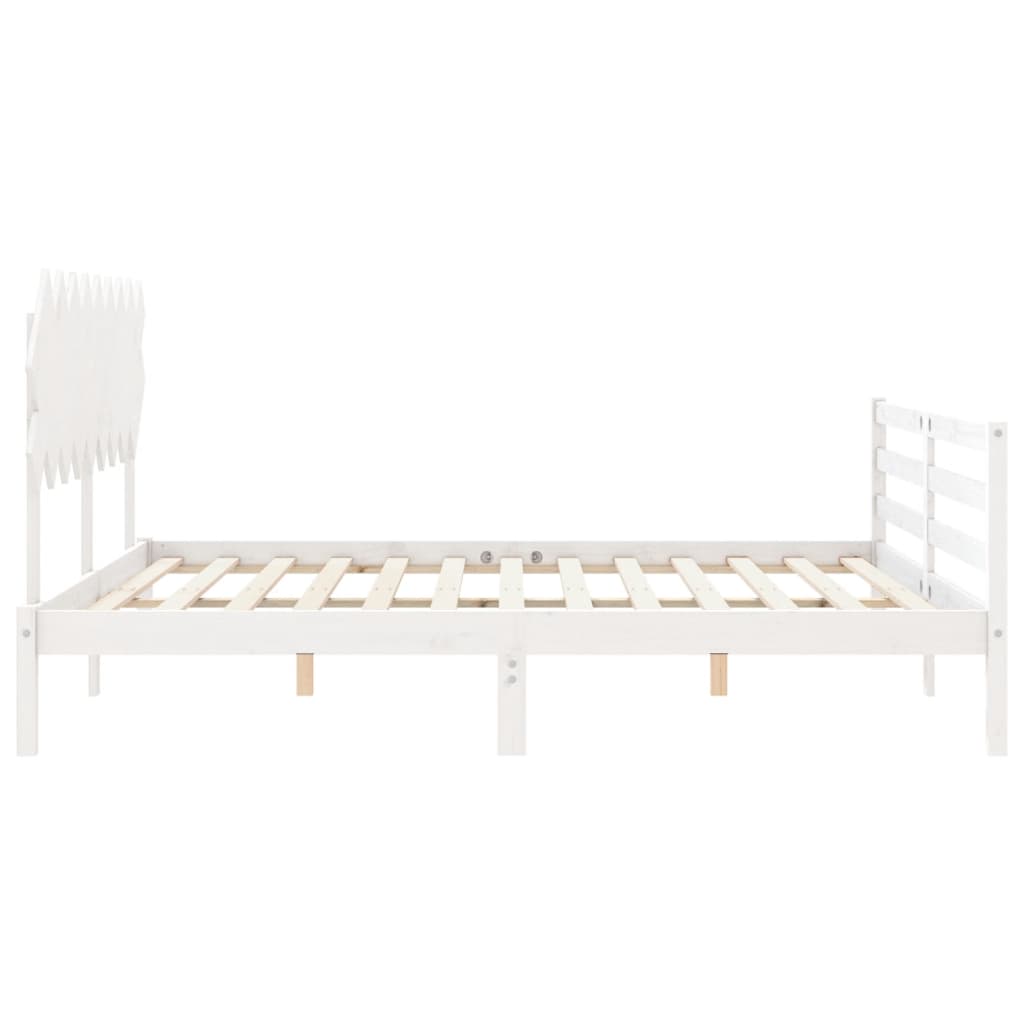 Bed Frame without Mattress White Super King Size Solid Wood
