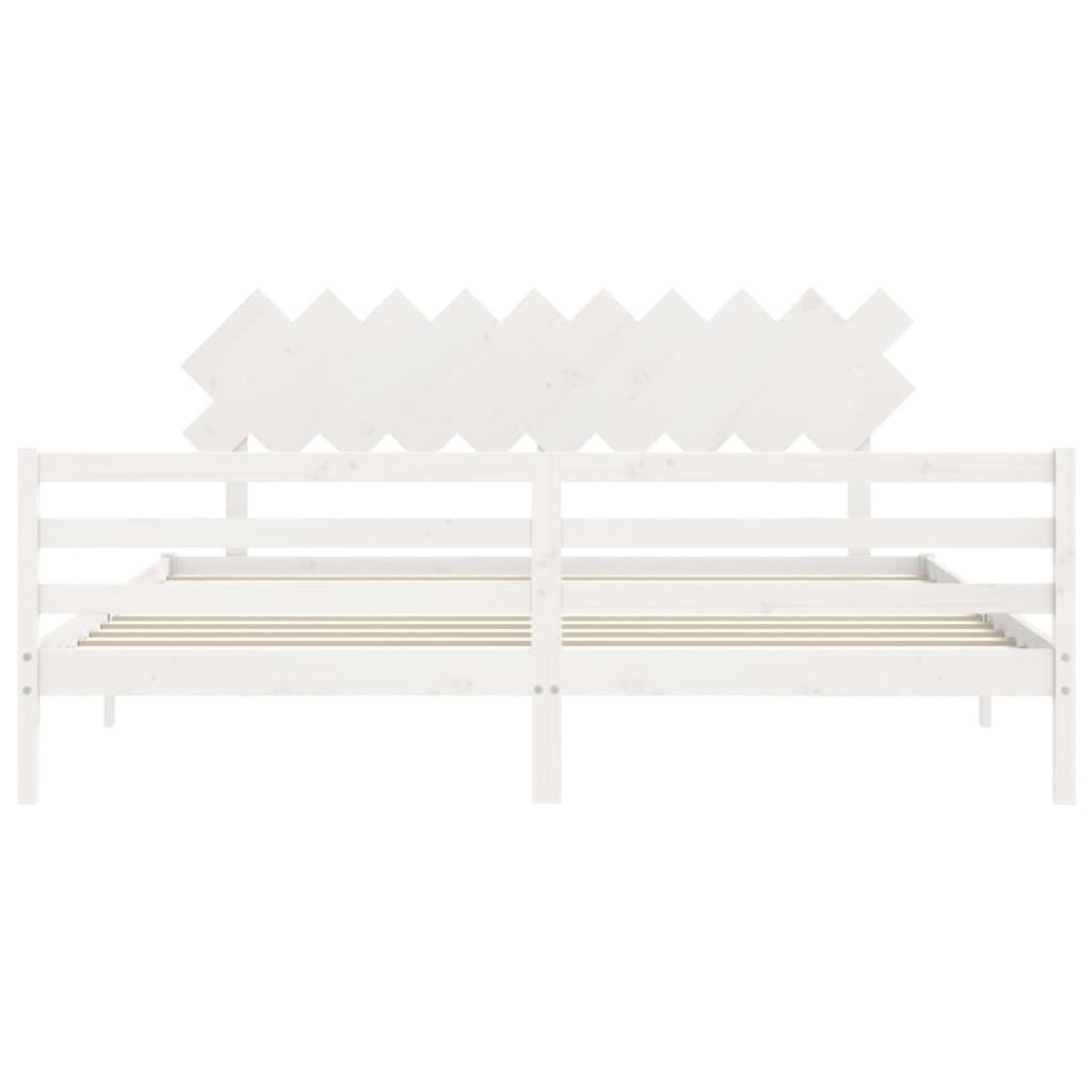 Bed Frame without Mattress White 200x200 cm Solid Wood