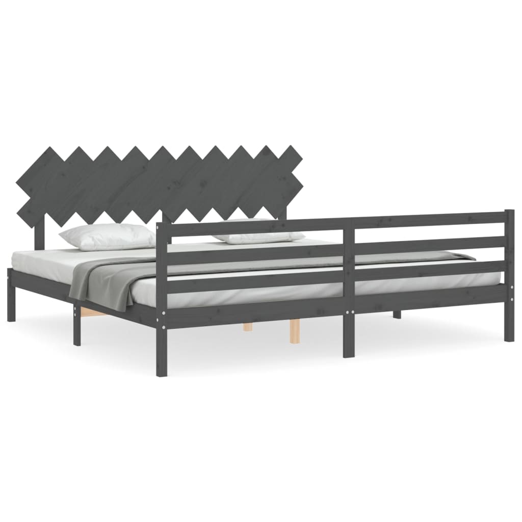 Bed Frame without Mattress Grey 200x200 cm Solid Wood