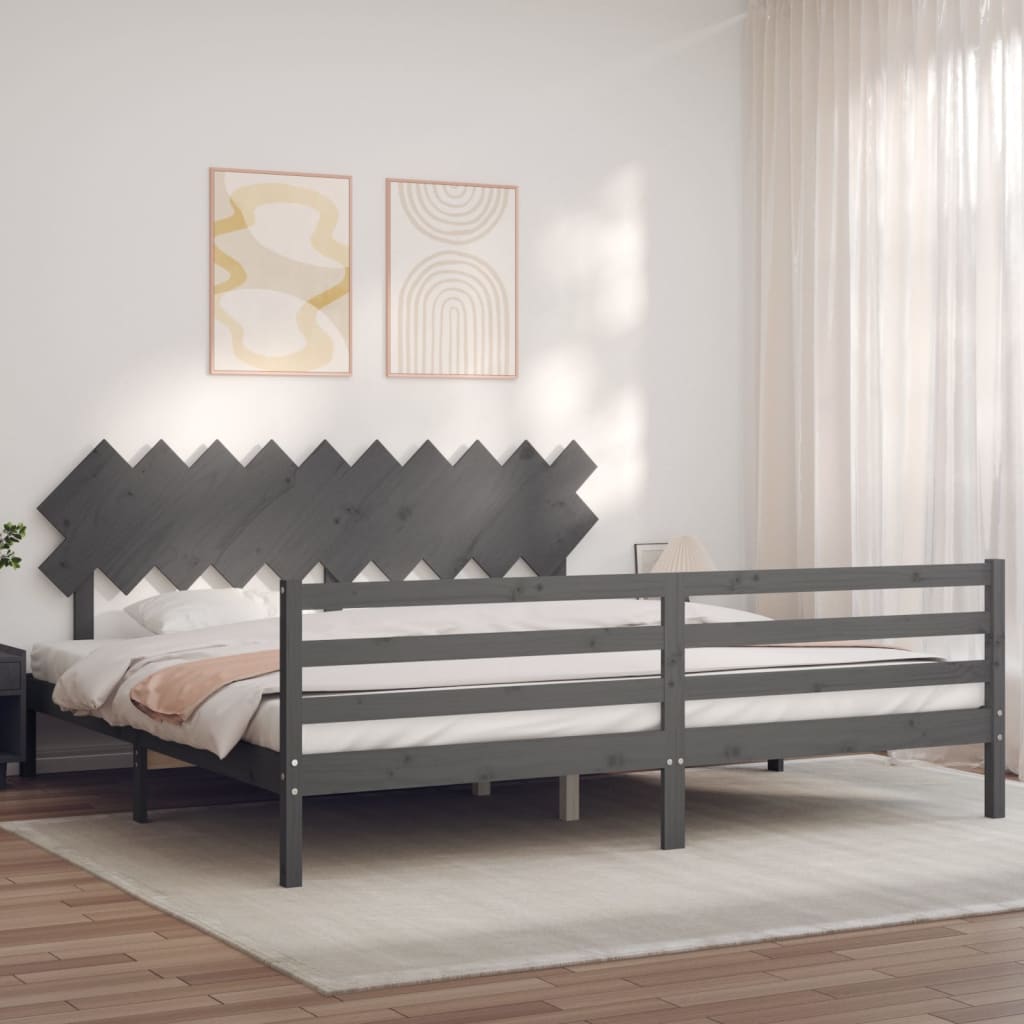 Bed Frame without Mattress Grey 200x200 cm Solid Wood