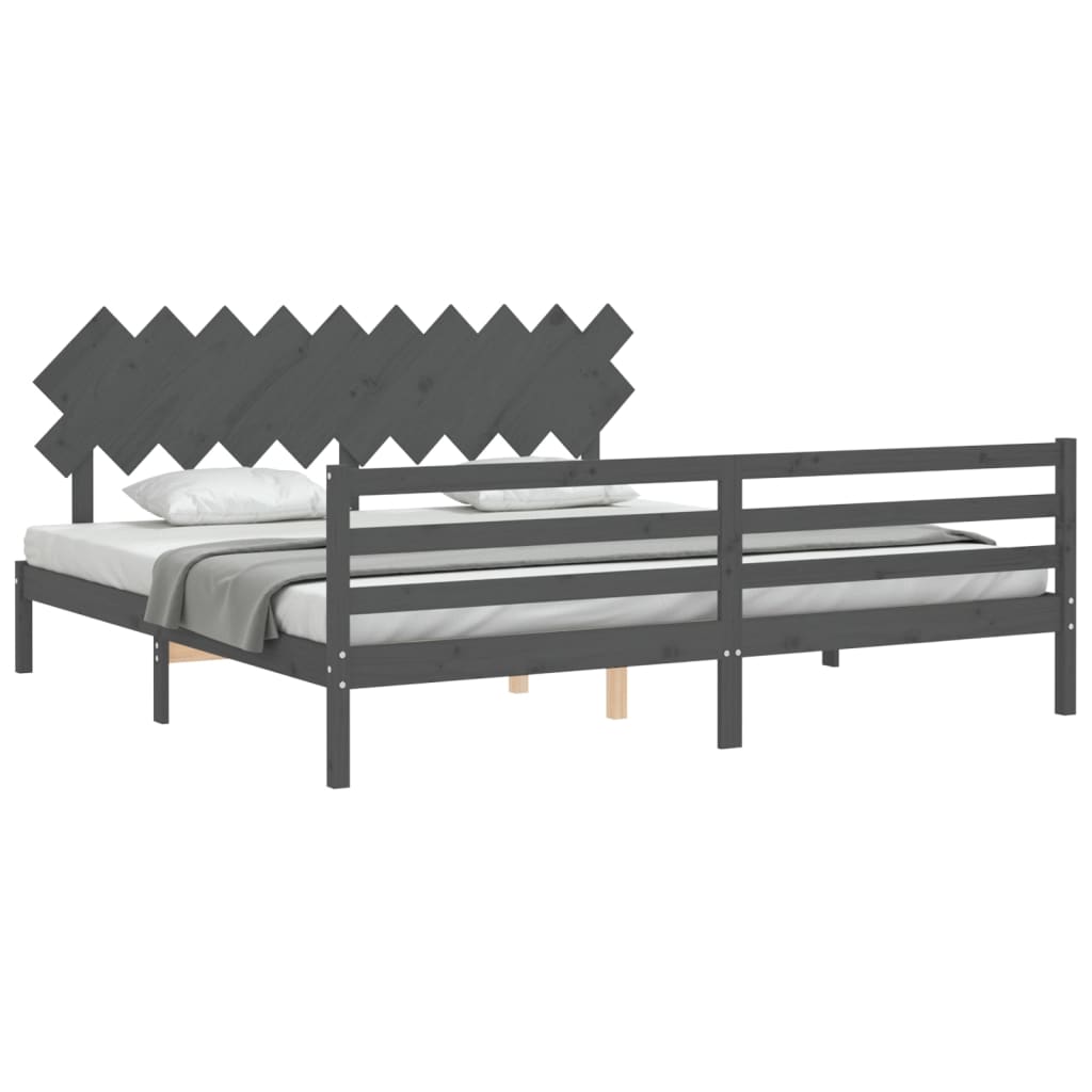 Bed Frame without Mattress Grey 200x200 cm Solid Wood