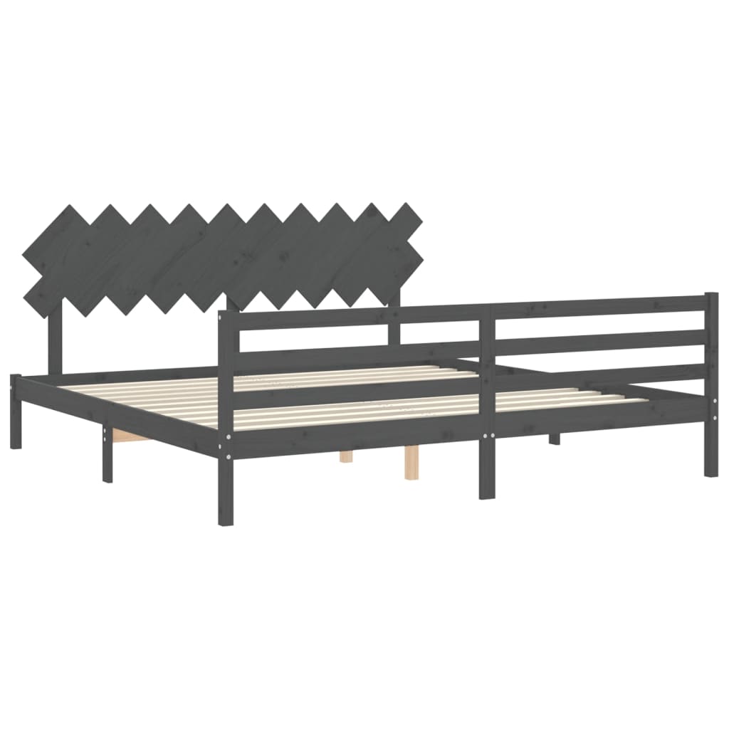Bed Frame without Mattress Grey 200x200 cm Solid Wood