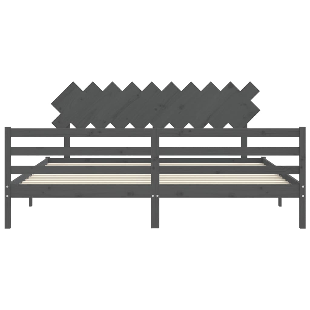Bed Frame without Mattress Grey 200x200 cm Solid Wood