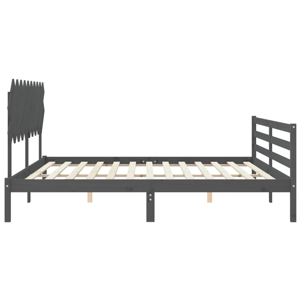 Bed Frame without Mattress Grey 200x200 cm Solid Wood