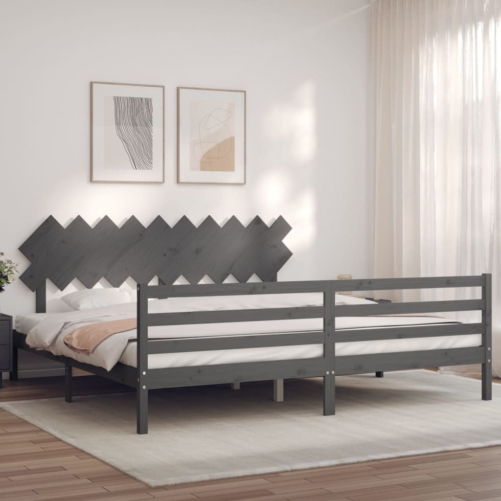 Bed Frame without Mattress Grey 200x200 cm Solid Wood