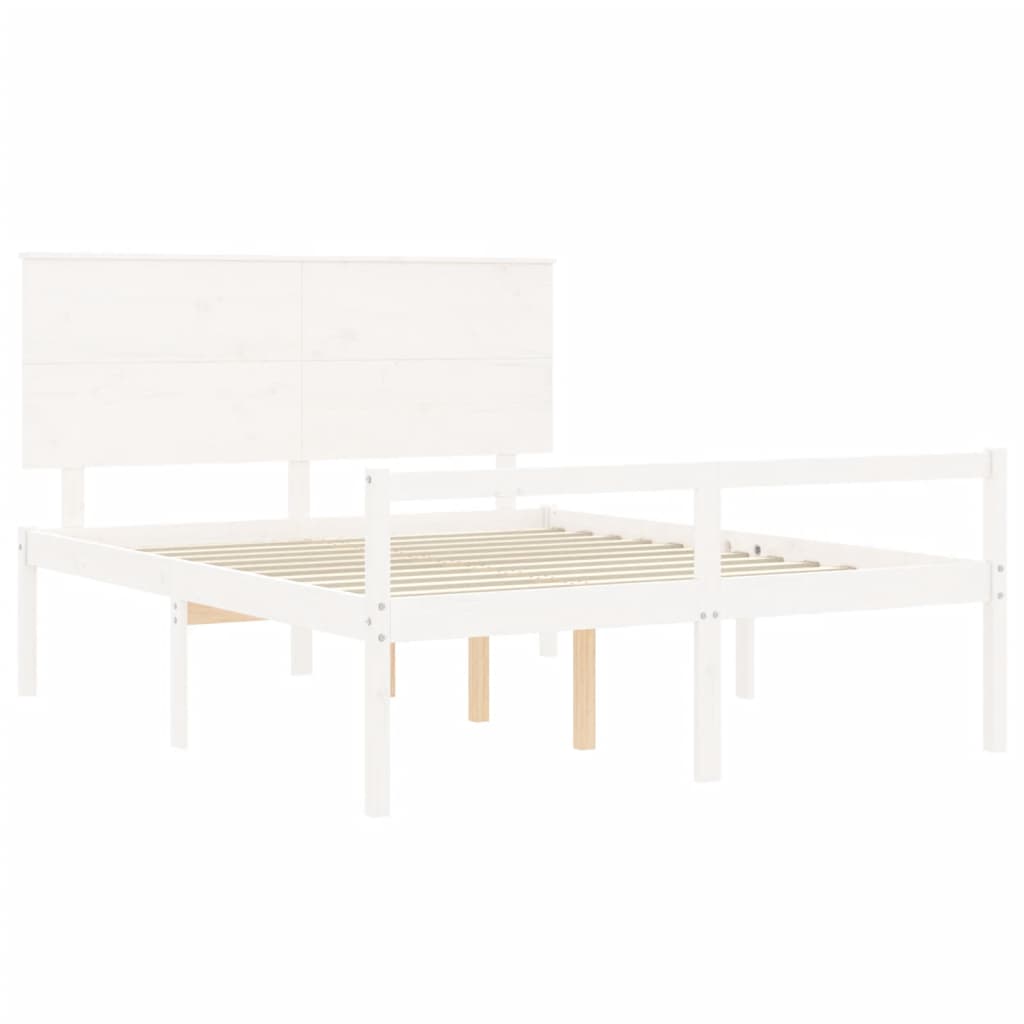 Senior Bed without Mattress White King Size Solid Wood