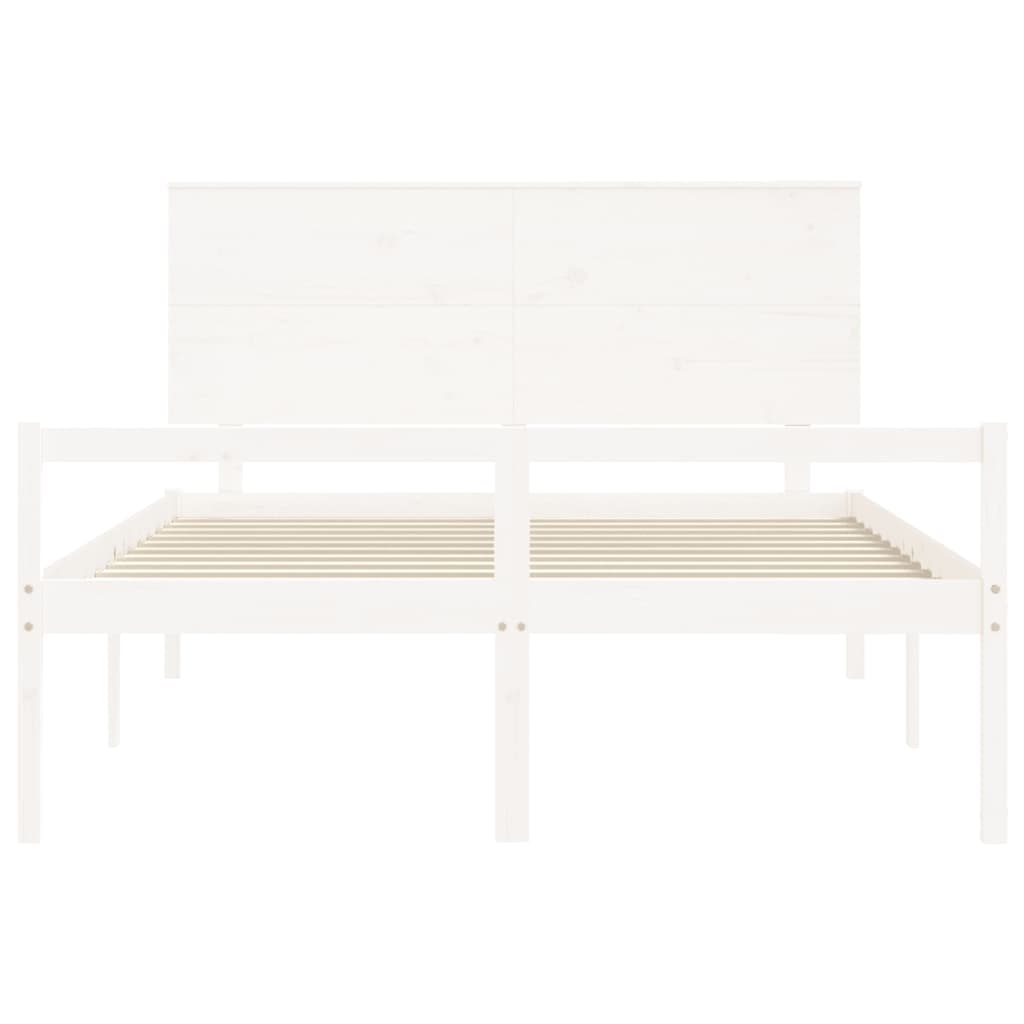 Senior Bed without Mattress White King Size Solid Wood