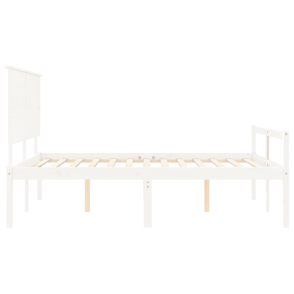 Senior Bed without Mattress White King Size Solid Wood