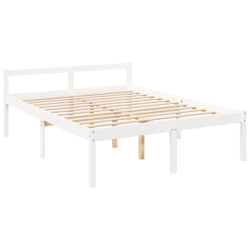 Senior Bed without Mattress White King Size Solid Wood