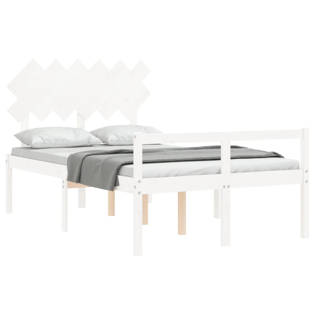 Senior Bed without Mattress White Double Solid Wood