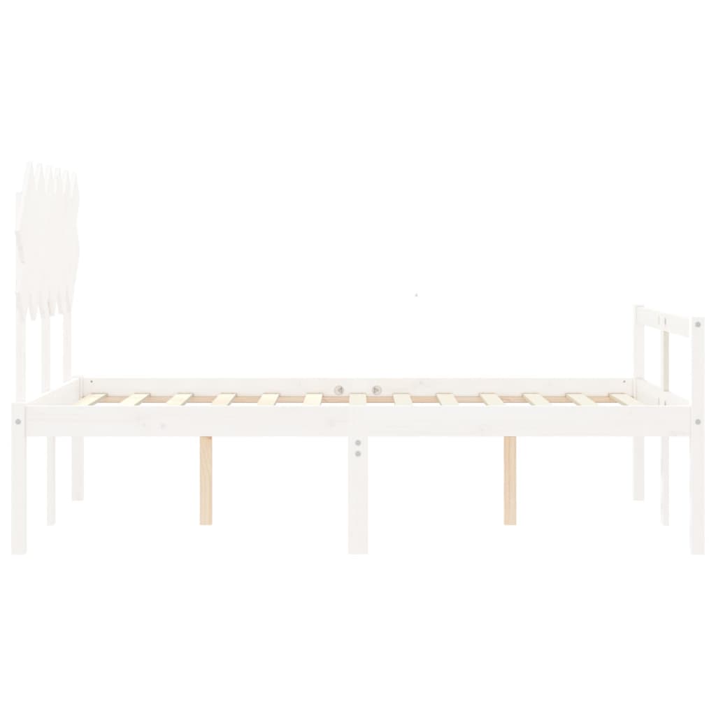 Senior Bed without Mattress White Double Solid Wood