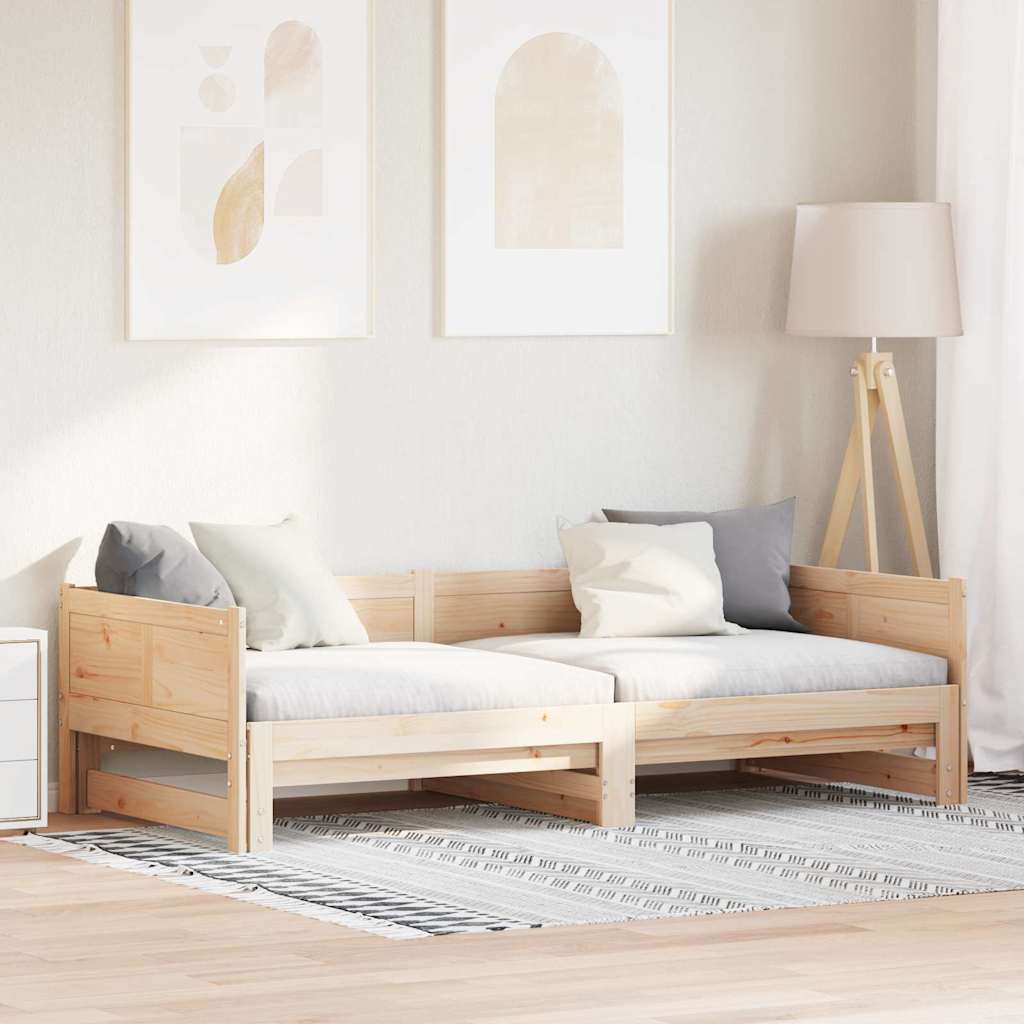 Pull-out Day Bed Brown 180 x 200 cm Solid pine wood