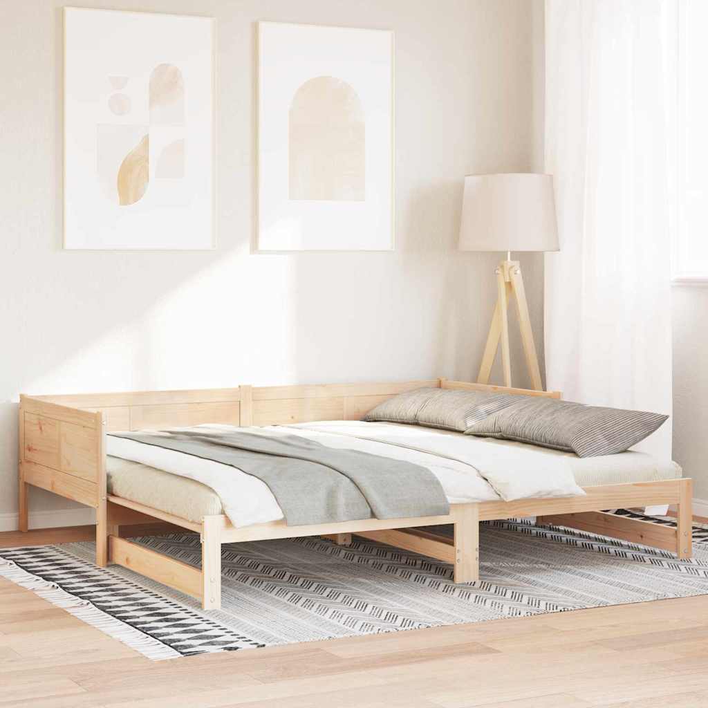 Pull-out Day Bed Brown 180 x 200 cm Solid pine wood