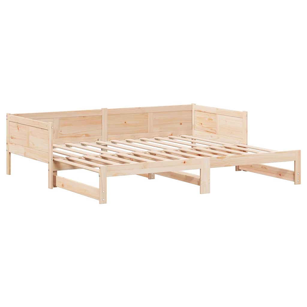 Pull-out Day Bed Brown 180 x 200 cm Solid pine wood