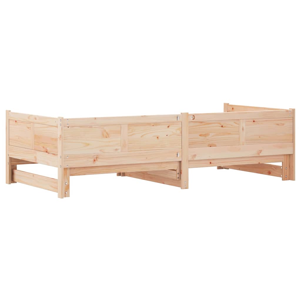 Pull-out Day Bed Brown 180 x 200 cm Solid pine wood