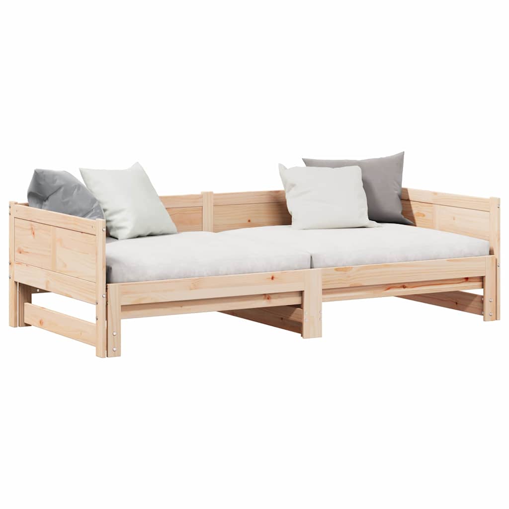 Pull-out Day Bed Brown 180 x 200 cm Solid pine wood