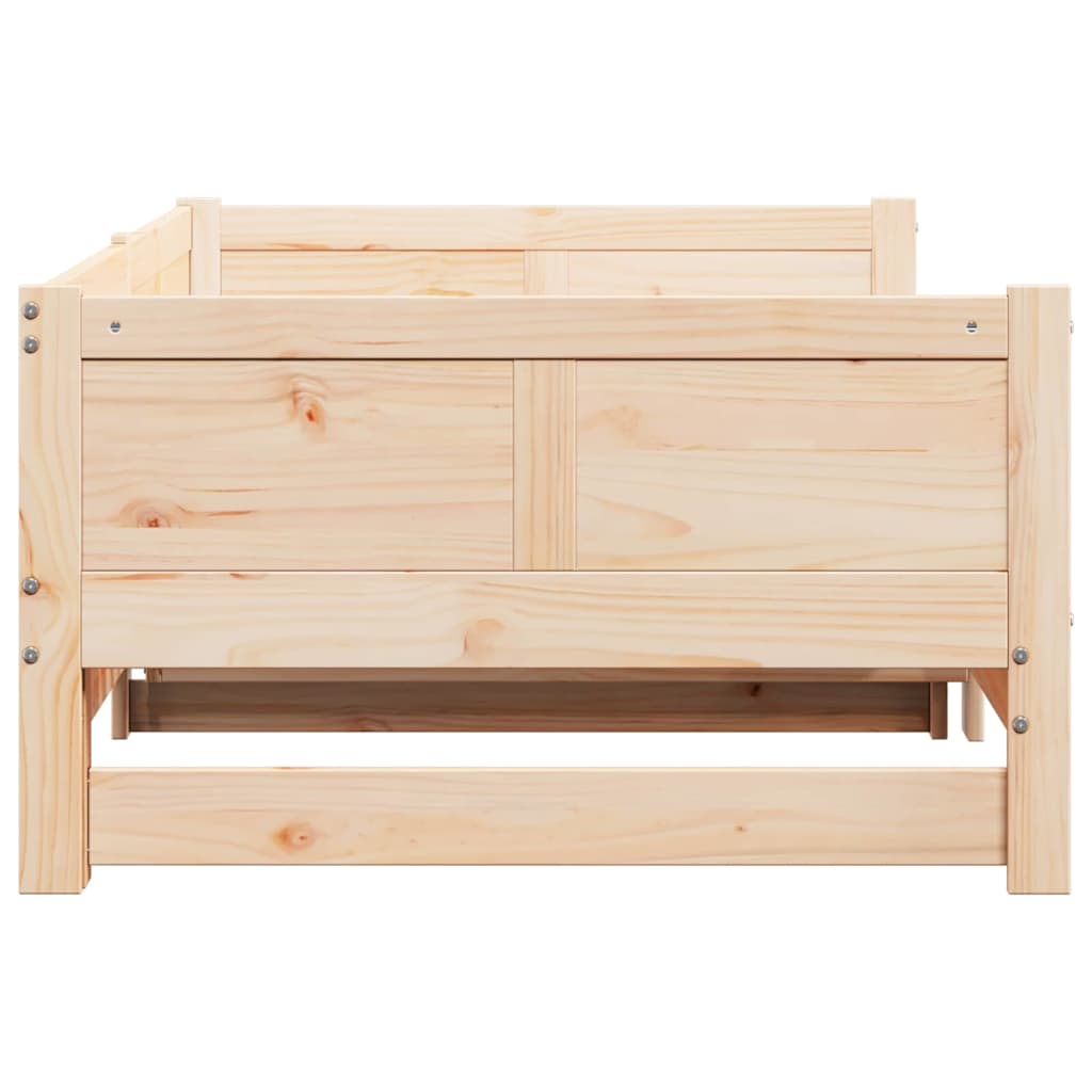 Pull-out Day Bed Brown 180 x 200 cm Solid pine wood