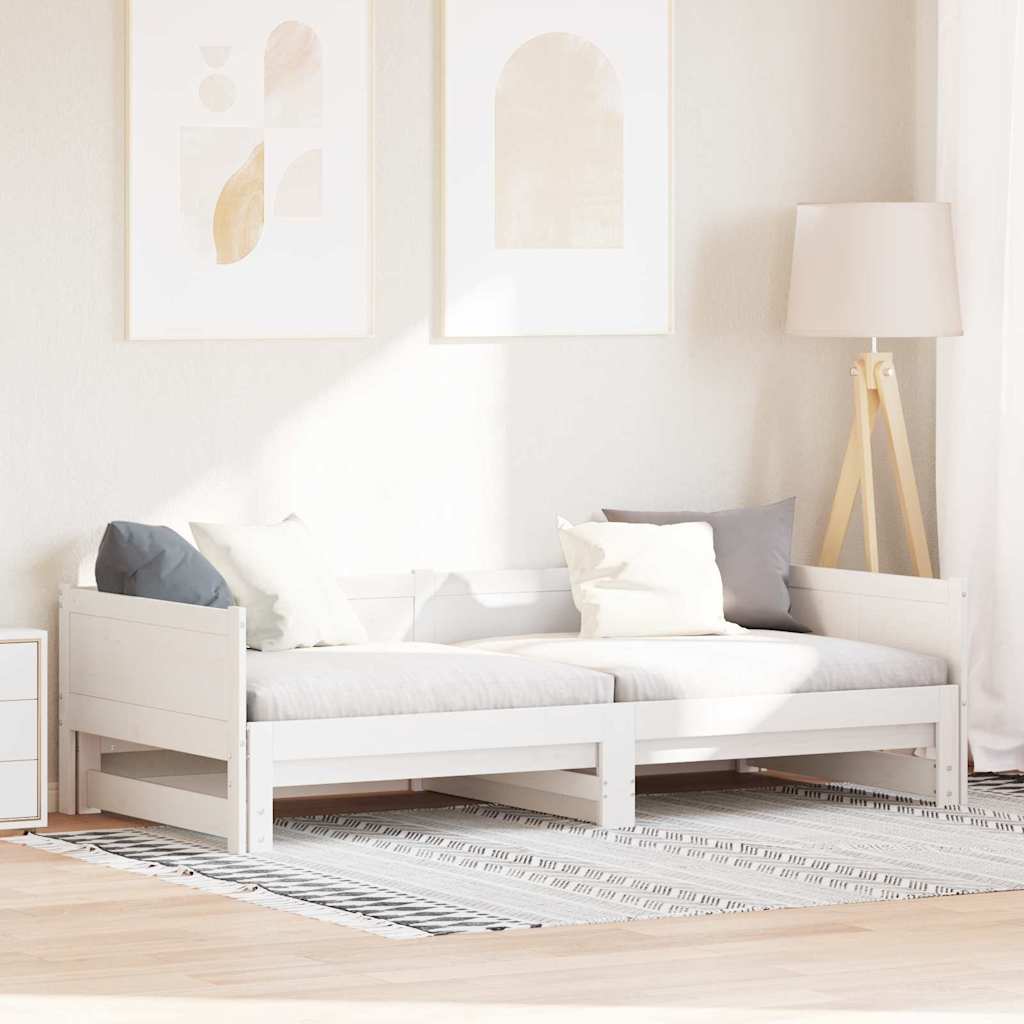 Pull-out Day Bed White 180 x 200 cm Solid pine wood
