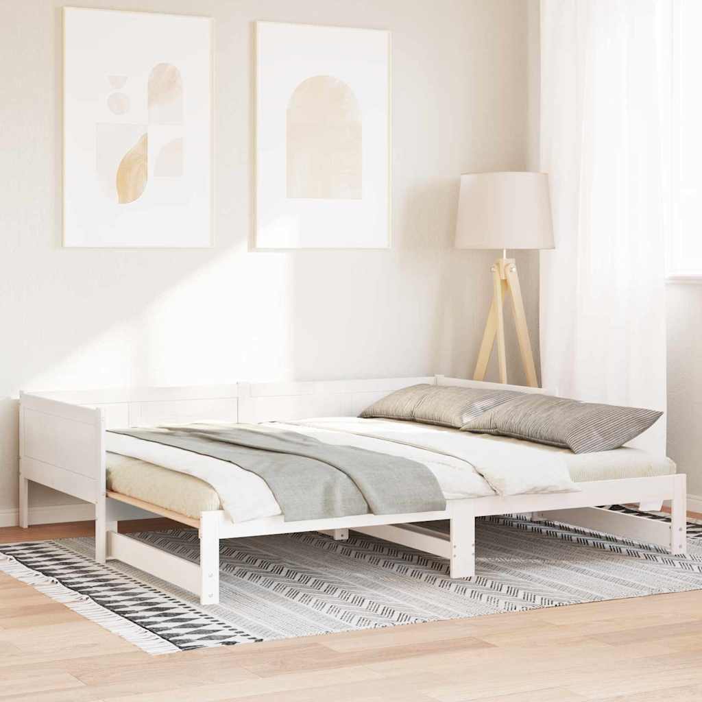 Pull-out Day Bed White 180 x 200 cm Solid pine wood