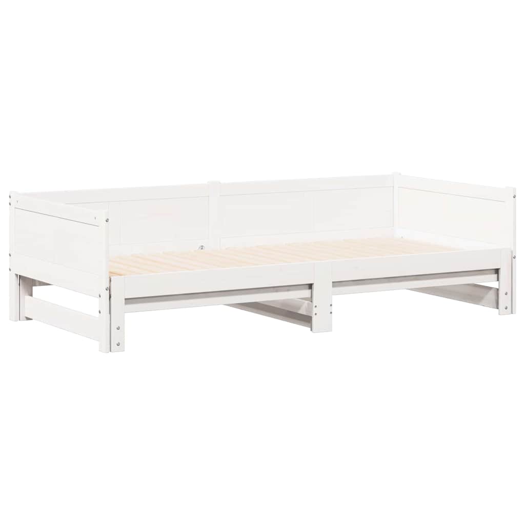 Pull-out Day Bed White 180 x 200 cm Solid pine wood