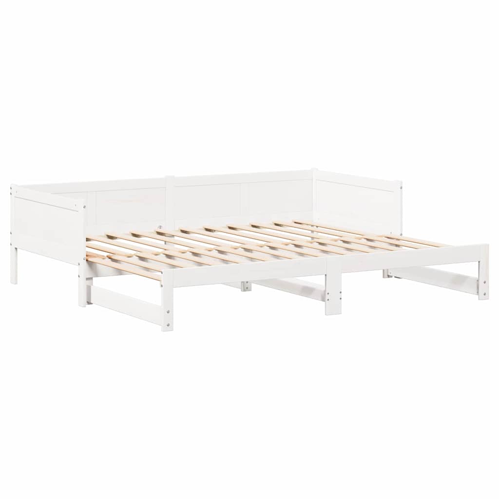 Pull-out Day Bed White 180 x 200 cm Solid pine wood