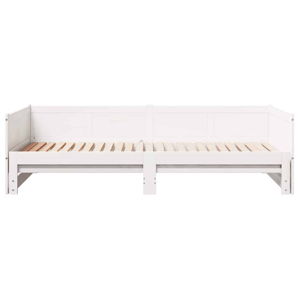 Pull-out Day Bed White 180 x 200 cm Solid pine wood