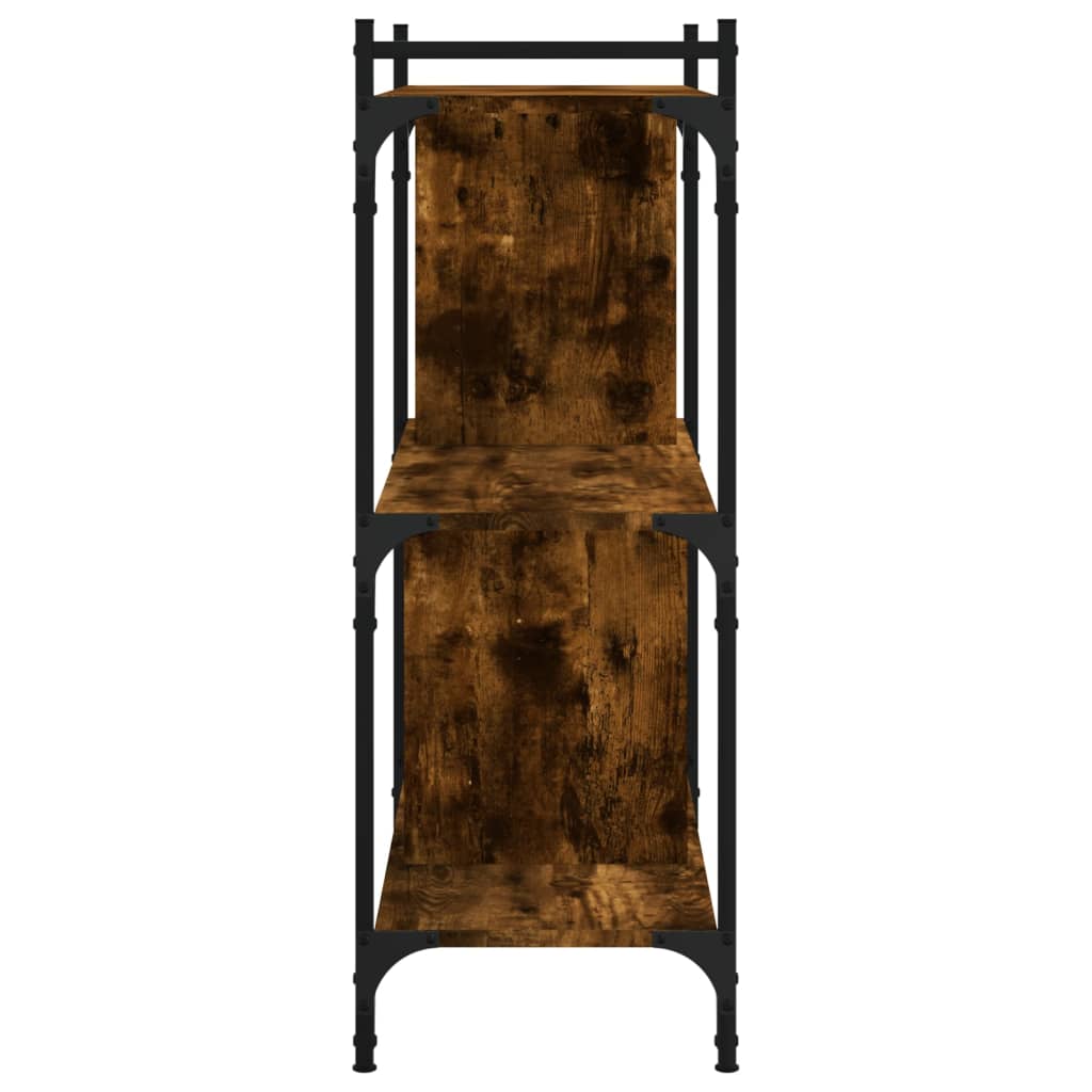 Bookcase 3-Tier Smoked Oak 76x32x88 cm Engineered Wood