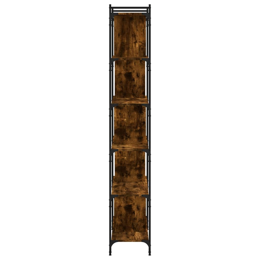 Bookcase 6-Tier Smoked Oak 76x32x192 cm Engineered Wood
