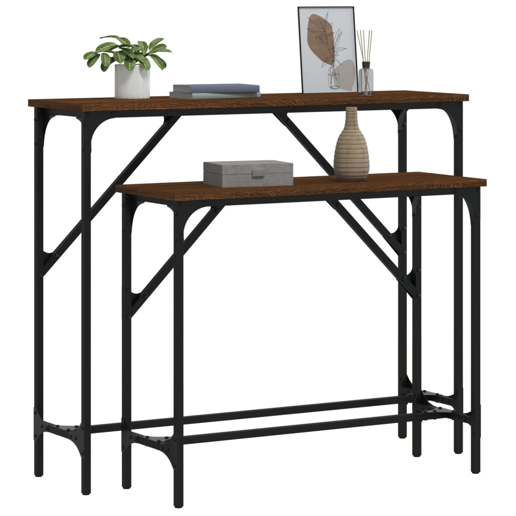 Console Tables 2 pcs Brown Oak Engineered Wood