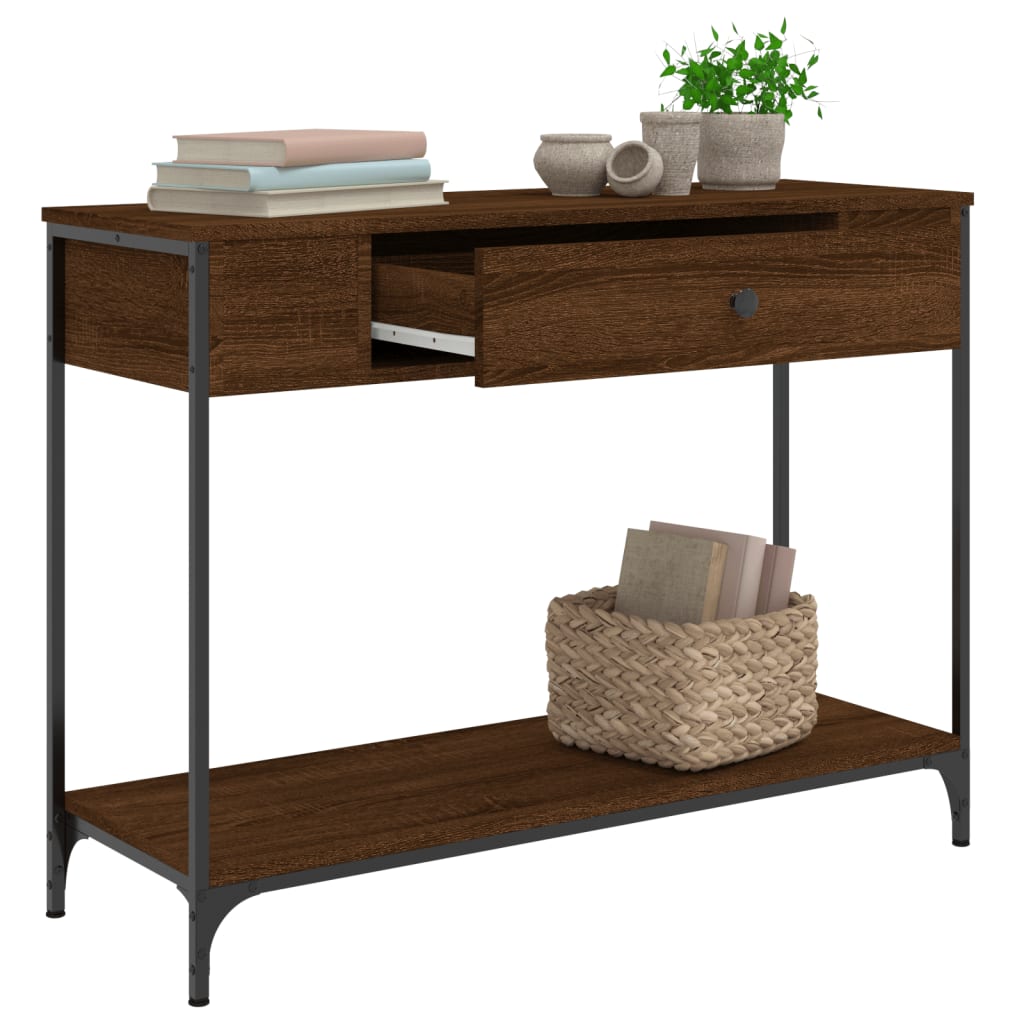 Console Table Brown Oak 100x34.5x75 cm Engineered Wood