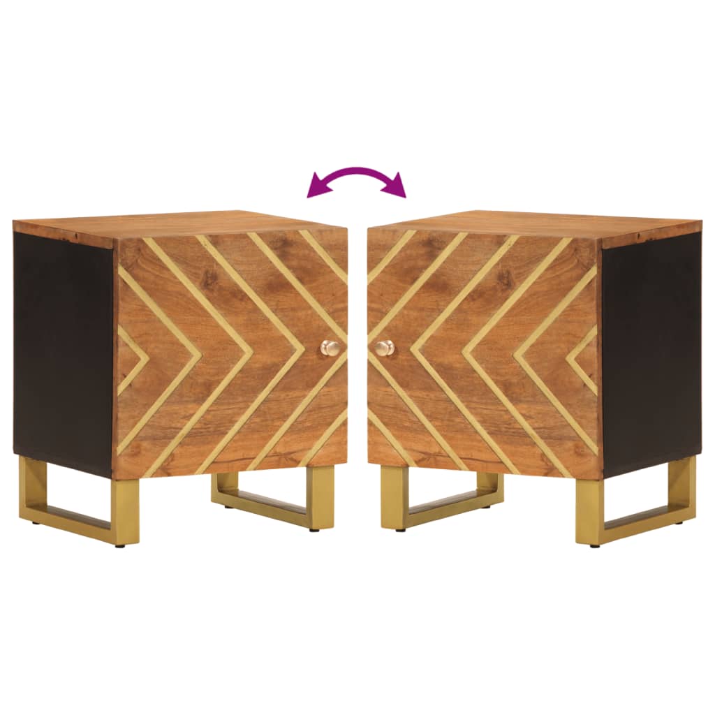 Bedside Cabinet Brown and Black Solid Wood Mango