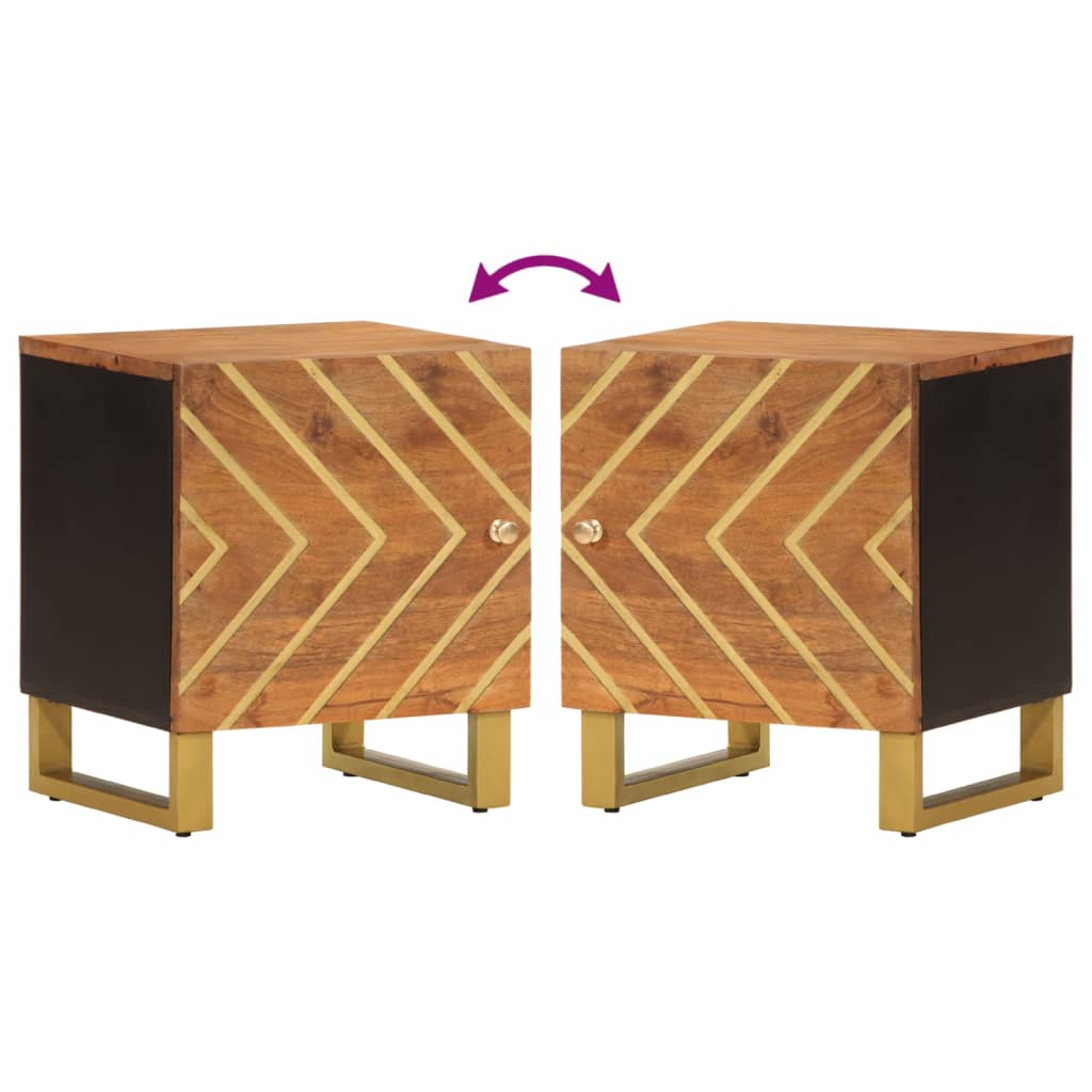 Bedside Cabinets 2 pcs Brown and Black Solid Wood Mango
