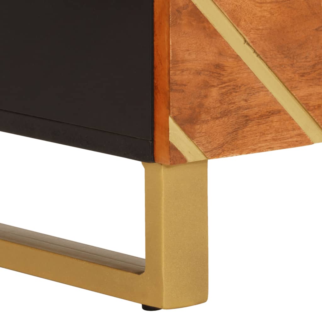 Side Cabinet Brown and Black 60x33.5x75 cm Solid Wood Mango