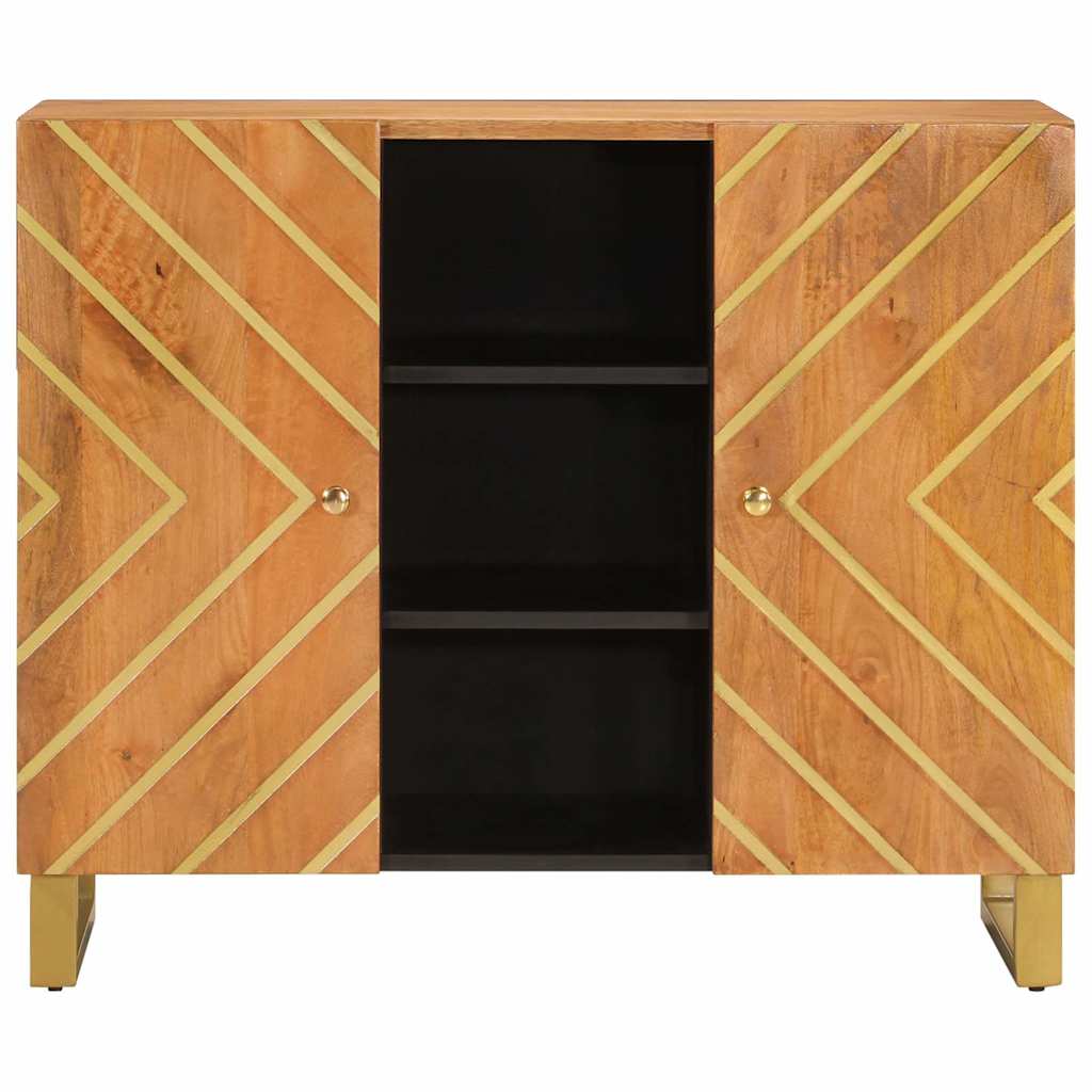 Side Cabinet Brown and Black 90x33.5x75 cm Solid Wood Mango