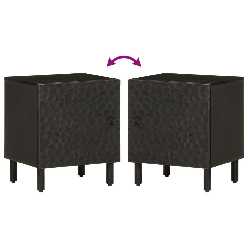 Bedside Cabinet Black 40x33x46 cm Solid Wood Mango