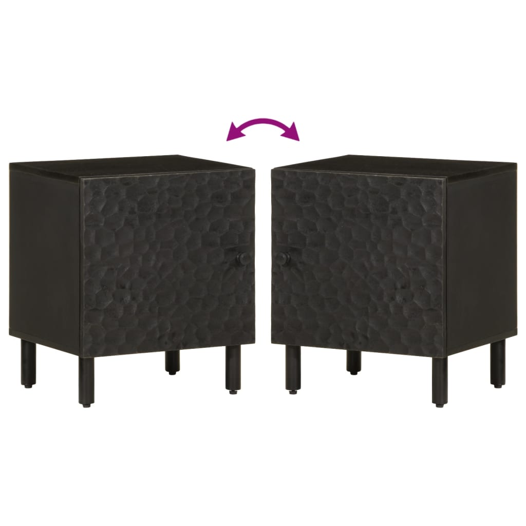 Bedside Cabinets 2 pcs Black 40x33x46 cm Solid Wood Mango