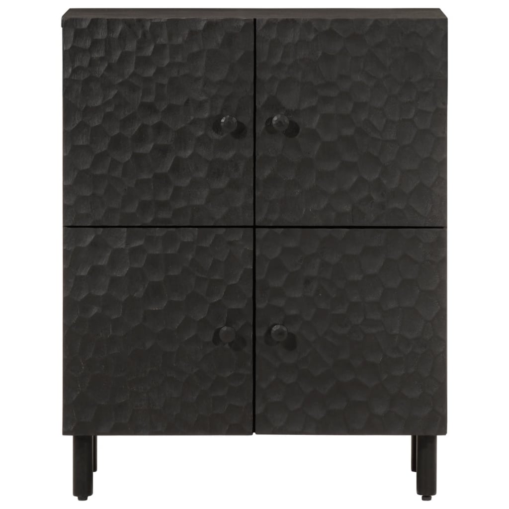 Side Cabinet Black 60x33x75 cm Solid Wood Mango