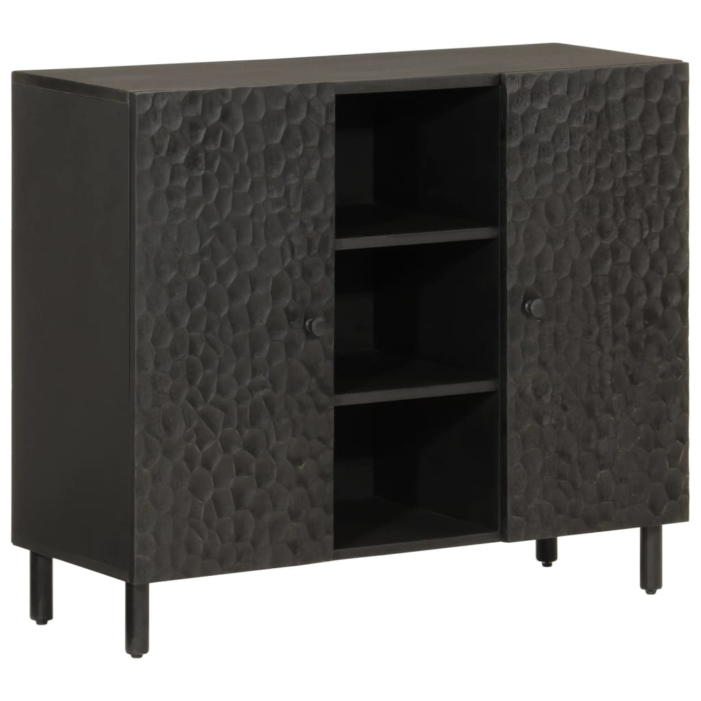 Side Cabinet Black 90x33x75 cm Solid Wood Mango