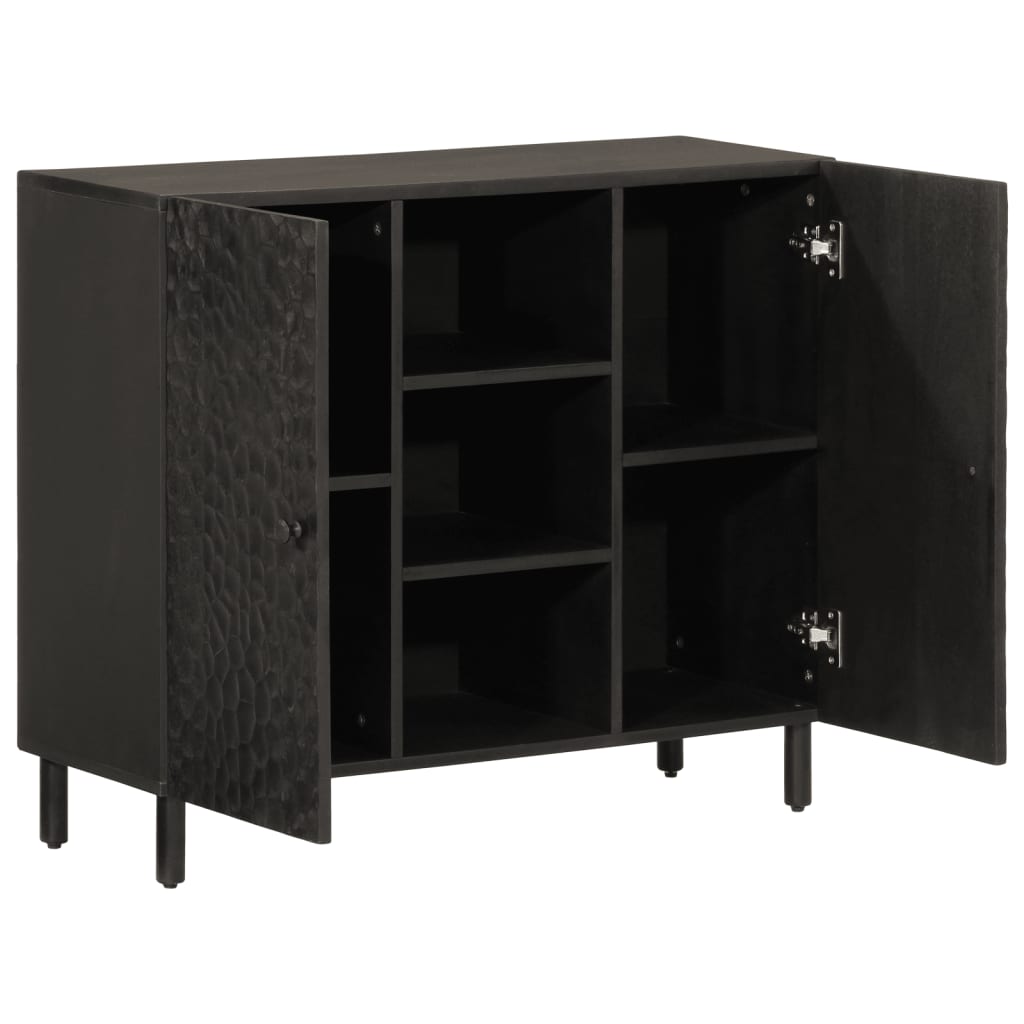 Side Cabinet Black 90x33x75 cm Solid Wood Mango