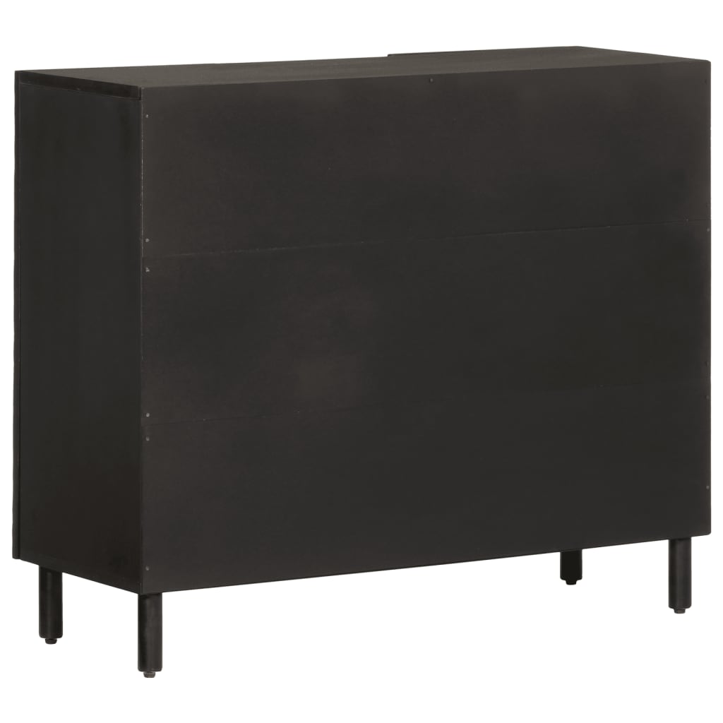 Side Cabinet Black 90x33x75 cm Solid Wood Mango