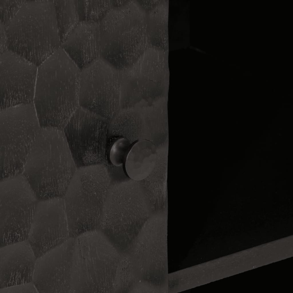 Side Cabinet Black 90x33x75 cm Solid Wood Mango