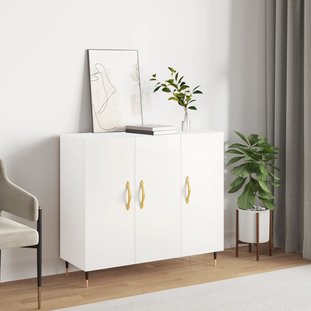 Sideboard White 90x34x80 cm Engineered Wood