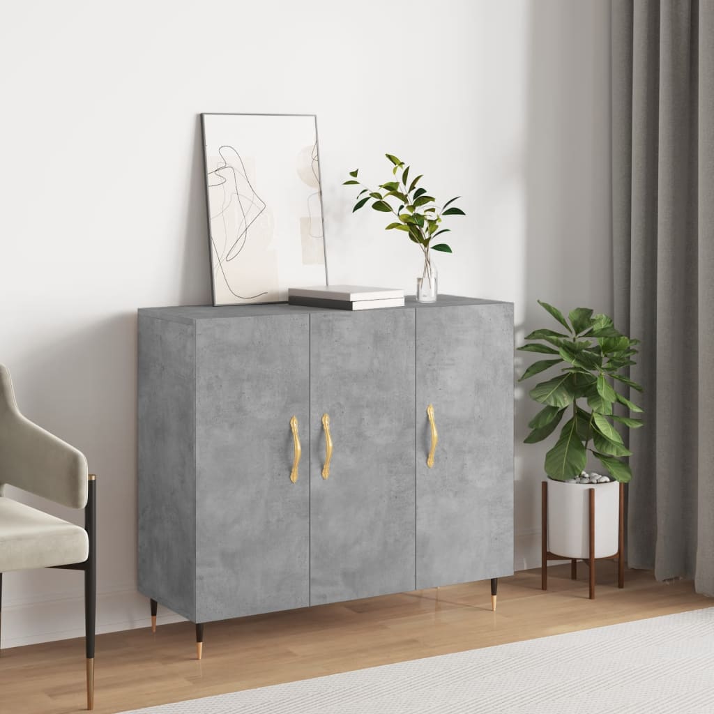 Sideboard Concrete Grey 90x34x80 cm Engineered Wood