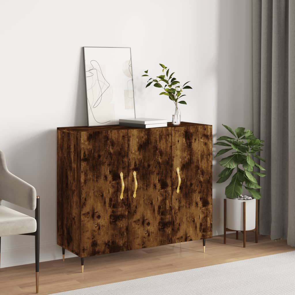 Sideboard Smoked Oak 90x34x80 cm Engineered Wood
