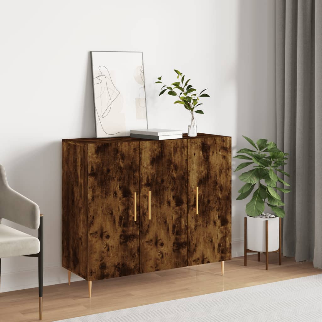 Sideboard Smoked Oak 90x34x80 cm Engineered Wood