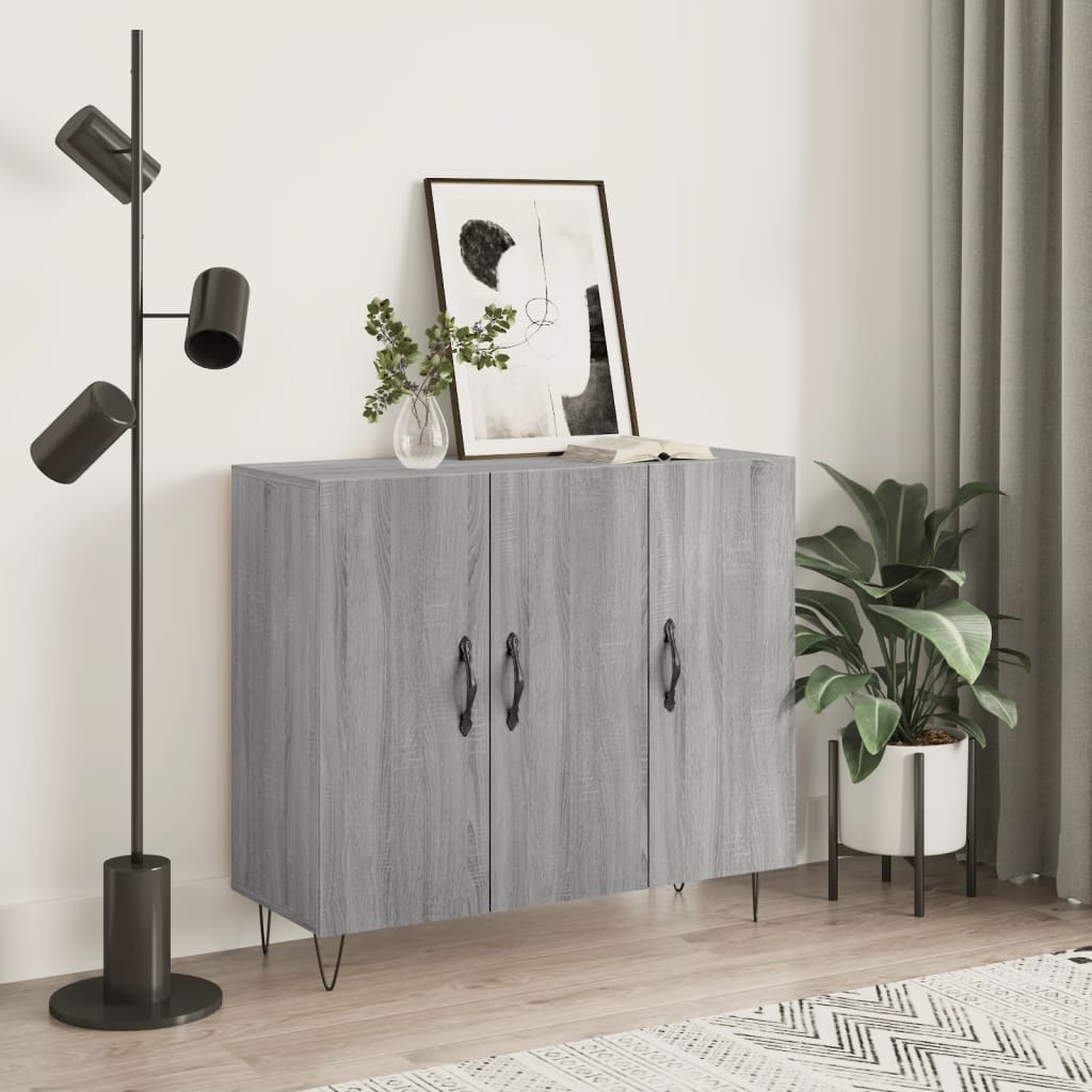 Sideboard Grey Sonoma 90x34x80 cm Engineered Wood